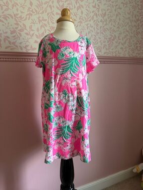 Lilly Pulitzer Pink and Green Floral Kids Casual Dress
